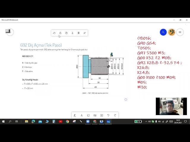 G92 G76 DİŞ AÇMA ÇEVRİMİ