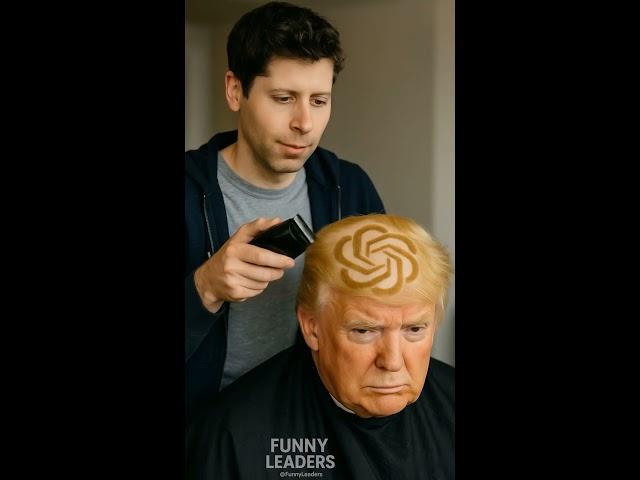 Tech Titans Give Trump a Trim—with Logos in the Hair! #funny #trump#elonmusk