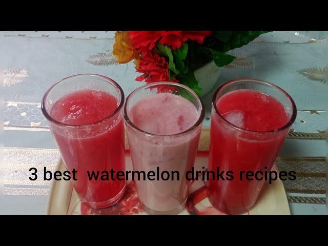 3 Best  watermelon  drinks  recipes #summer drink # Refreshing  drinks @kitchen with yasmin baji