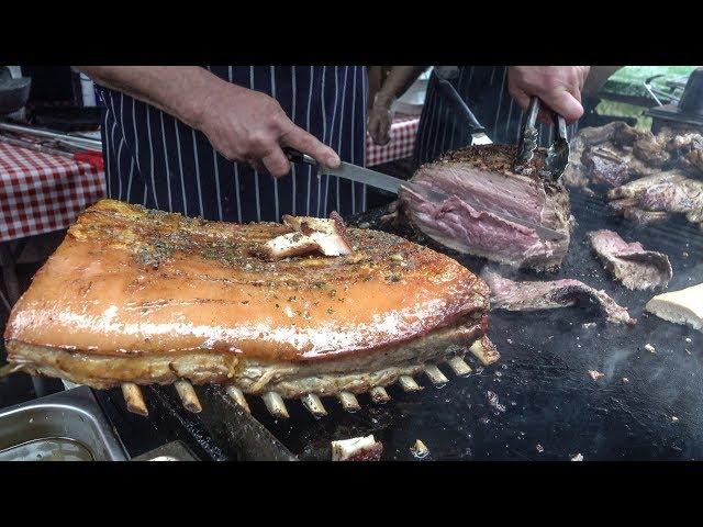 Argentina Street Food. Huge Blocks of Meat on Grill. London