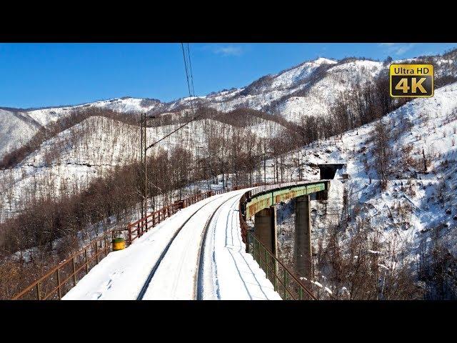 4K CABVIEW Bar - Bijelo Polje -- over 1000m winter altitude change from Sea coast to snowy mountains