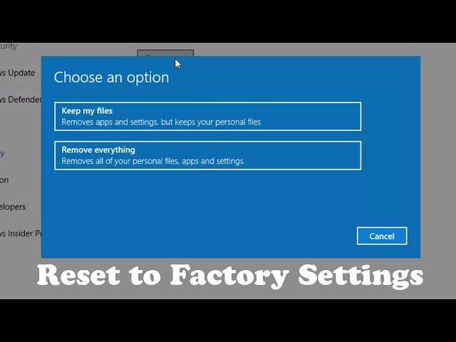 How to Reset Windows 10 to Factory Settings