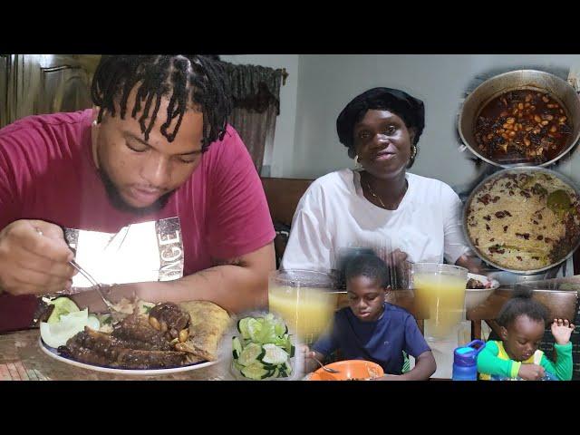 How to prepare Jamaican Oxtail with Rice and peas and Slice Fish with some natural juice  