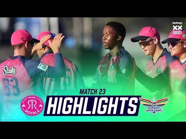 Paarl Royals v Durban's Super Giants | Match 23 Highlights | Betway SA20