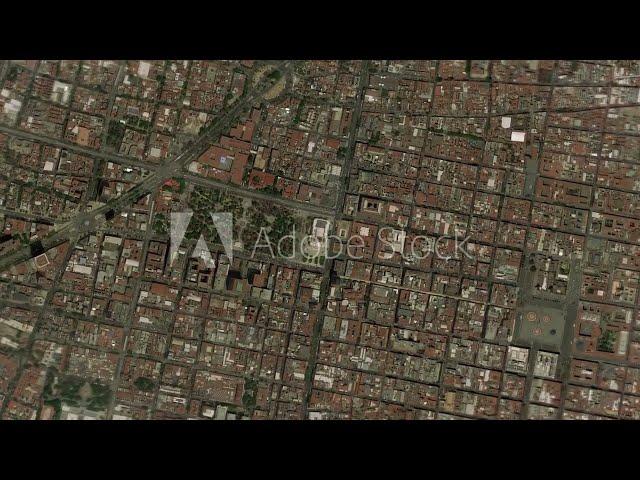 Zoom in from space and focus on Mexico, Mexico City. 3D Animation. Background for travel intro.