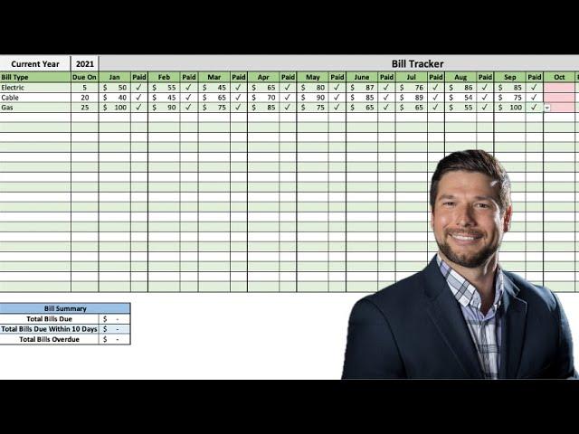 Monthly Bill Tracker - Tutorial (Microsoft Excel)