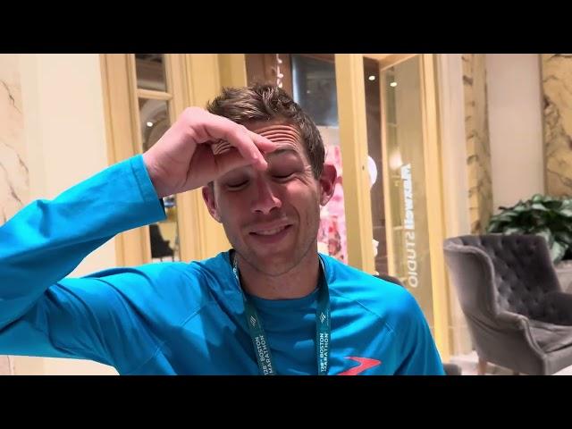 CJ Albertson after running 2:09:53 pb to finish 7th at 2024 Boston Marathon