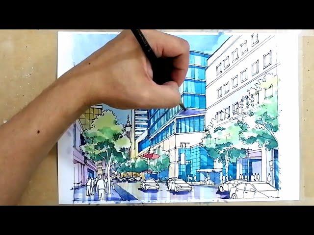 Watercolor Manual Architectural Rendering | Basic Tutorial | Arki Vlog #Architectural #Rendering