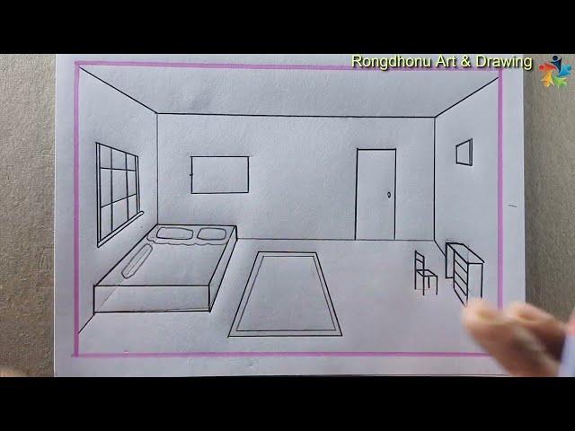 My Bed Room Drawing || House Indoor Drawing || Pencil Drawing