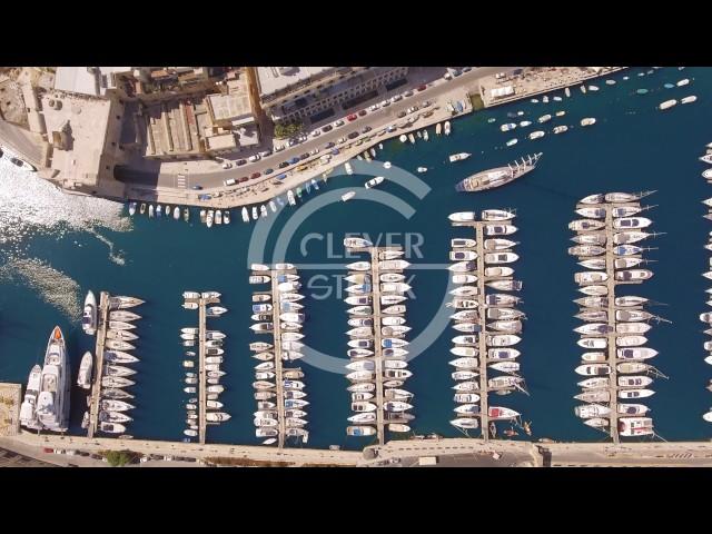 Aerial Footage Of Boats Moored At Harbor Drone Malta Travel Tourism Town Marine Yacht History