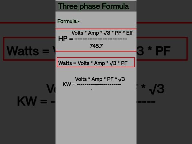 3- phase formula 3-Phase electrical formula |power Calculation formula | 3- phase Load calculation