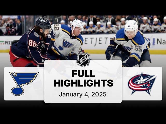 NHL Highlights | Blues vs. Blue Jackets - January 4, 2025