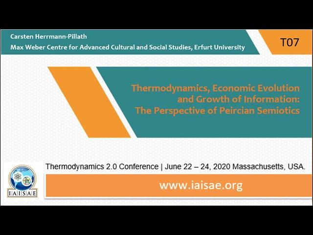 T07 W150 Carsten Herrmann-Pillath | Thermodynamics 2.0 | 2020