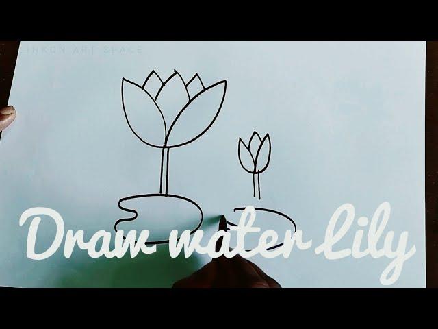 Easy to draw water lily || Only drawing for kids || linkon art space