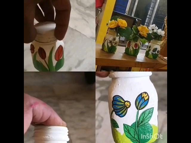 Painting On Glass jar # decorating creative design # Mini Bottle art#