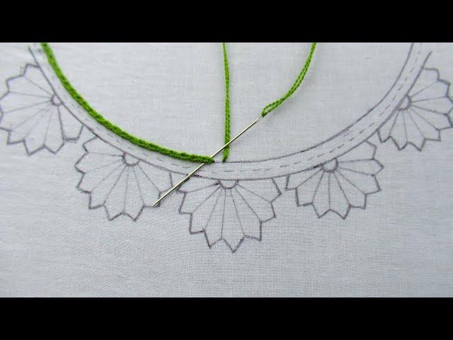 Super easy creative neckline hand embroidery design for kurti or blause for all hand embroidery love