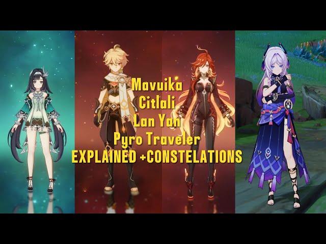 Mavuika, Citlali, Lan Yan, Pyro Traveler EXPLAINED, FULL FIGHT+CONSTELATIONS