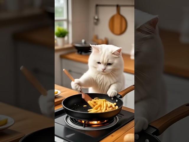 "Cat Making Potato Chips  | Funny AI Animation | #CuriousEdu #Viral"