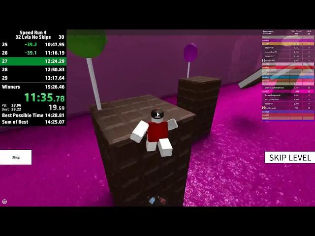 ROBLOX Speed Run 4 - 32 Levels (No Skips) in 14:38.440