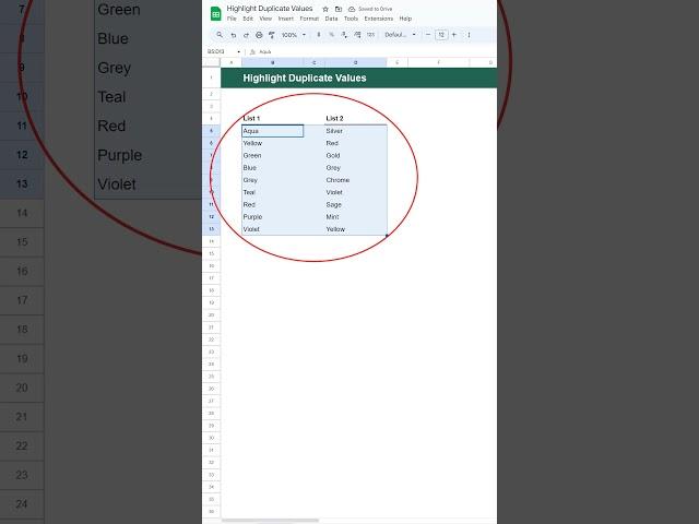 Highlight Duplicate Values in Google Sheets #shorts
