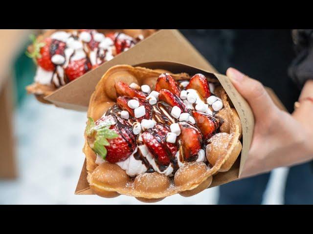 하루 30개 한정 새콤달콤 딸기 와플 _ 홍콩다방 Strawberry waffle / Korean food