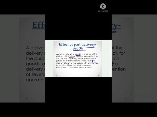 Effect of part delivery ||The Sale of Goods Act ||Judiciary ||Law #shorts #polishyourself #sec34soga