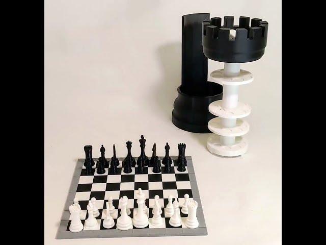 3D Printed Chess Set with Roll-up Board & Carrying Case