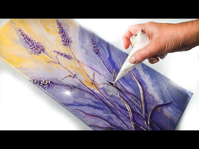 PAINTING Using Cheap Paste! Colorful Lavender Art   GORGEOUS Results + Easy Techniques |AB Creative