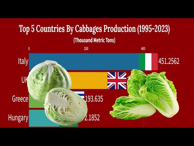 Top 5 Countries By Cabbages Production (1995 - 2023)|Smart Ranking Charts|