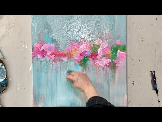  Abstract Flower Painting  Acrylic - Step by Step - for beginners