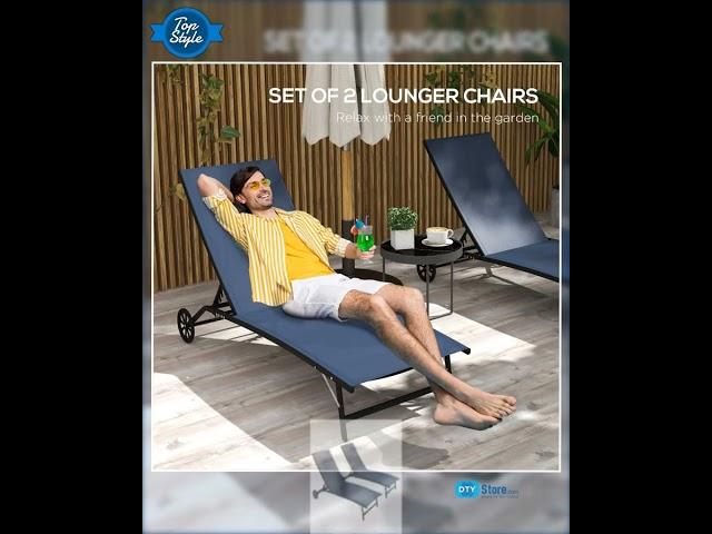 Outsunny Chaise Lounge Outdoor, 2 Piece Lounge Chair with Wheels, Tanning Chair with 5 Adjustable...