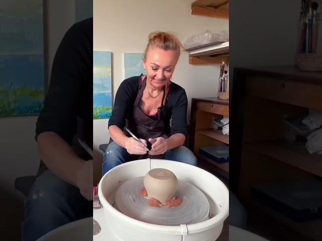 Making the bottom of my sea shell vase #shorts #clay #ceramics #art #short