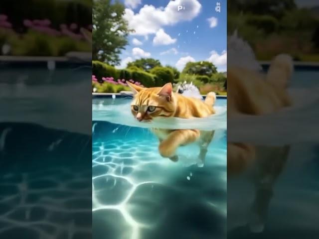 cute cat swimming #funnyanimation #catanimation #fypシ゚viral