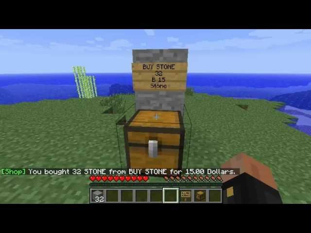 Minecraft Bukkit Plugins - ChestShop ( How to Create Shop) 1.2.5