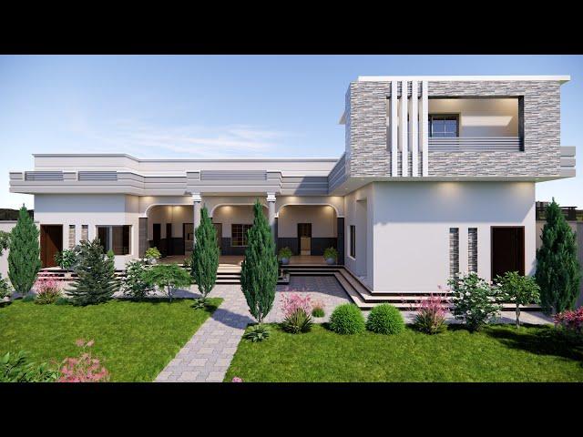 Single-story house design - 5 Bedrooms | Modern house design | Village House design