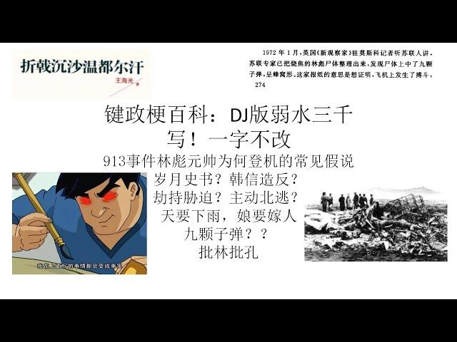 林彪元帅登机的两类假说丨人比飞机先上天？丨键政梗百科：DJ版弱水三千丨写！一字不改！丨岁月史书丨九一三事件丨周恩来陷害逼反？丨古风DJ丨文化大革命走向破产