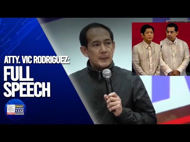 Atty. Vic Rodriguez Full Speech sa Hongkong