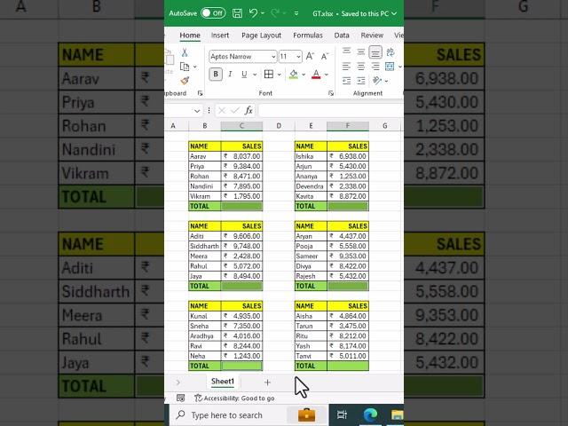 Simultaneous totaling in Excel