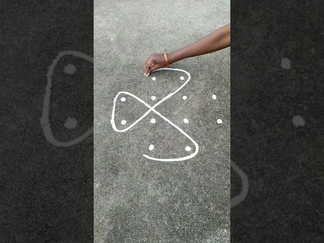 Tamil traditional Kolam 4 dot 2 line 2