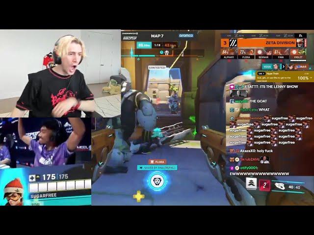 xQc reacts to Insane play by "Sugarfree" | Overwatch World Cup