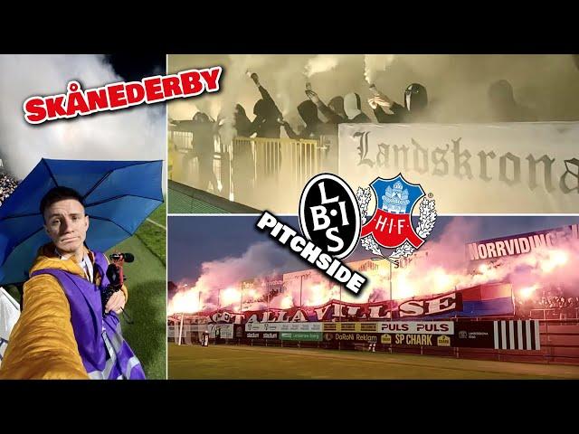 PYRO TENNIS Crossfire Pitchside at Sweden's MOST UNDERRATED Derby | LANDSKRONA-HELSINGBORG