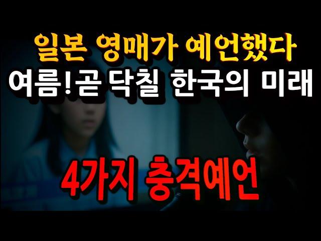 일본 영매의 한국 미래예언 4가지. 곧 일어난다고 합니다.