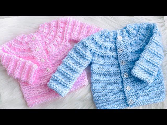 Easy Knit Baby Cardigan Sweater from 0-3M to 12M / Beginner Friendly Knitting /The Lily pattern