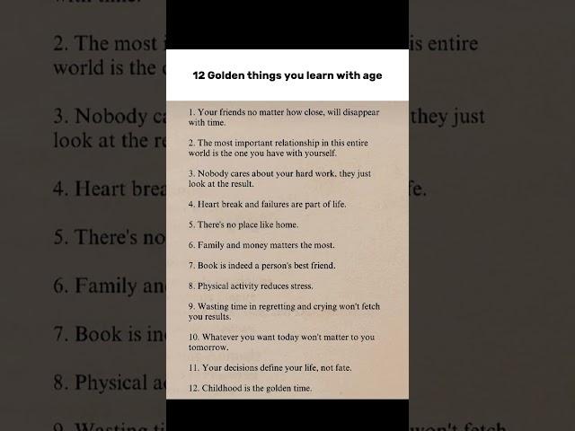 12 Golden things you learn with age #motivation #selfimprovement #fyp #habits #skills #lifestyle