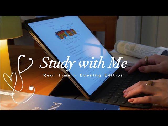 35 min STUDY WITH ME evening edition | real time | piano + rain to make you feel the academia vibe