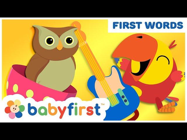 Toddler Learning Video w Larry | First Words | Musical instruments & Animals for Kids | Baby FirstTV