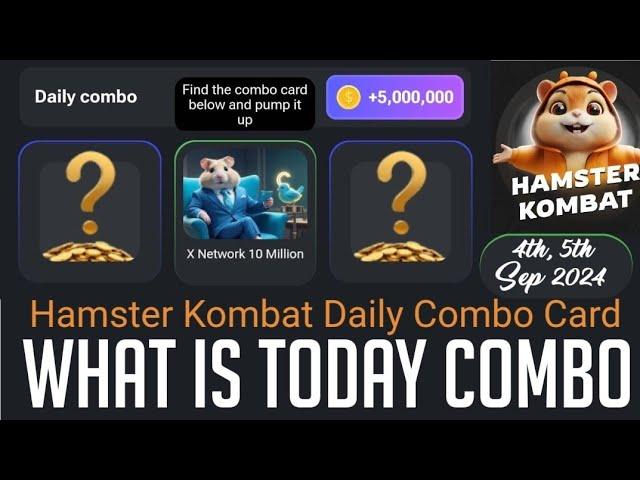 4th, 5th September 2024 | Hamster Kombat | Daily Combo Card | 5M Coin Free | Epic Vid