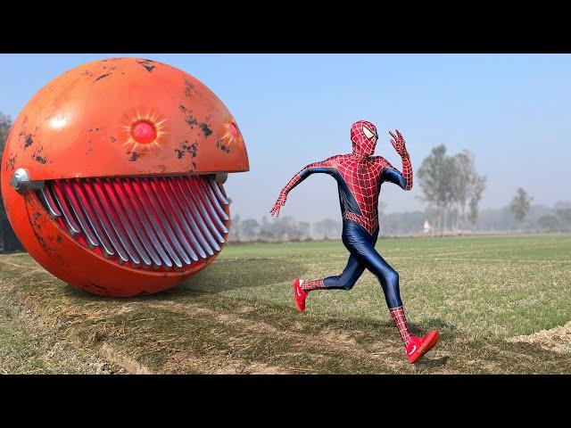 BIG RED PAC-MAN vs SPIDER-MAN In Real Life | Compilation Video | #spiderman #pacman
