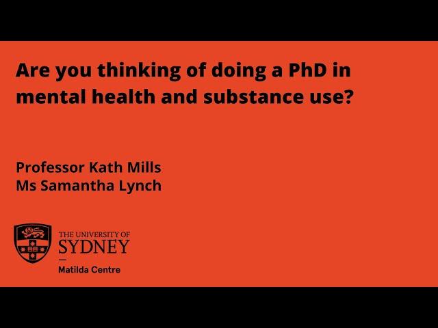 The Matilda Centre PhD information session