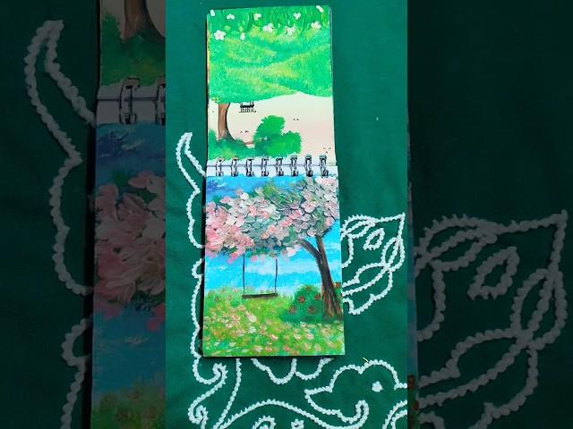 easy tree landscape painting #art by sm vlog #youtube short video #short video